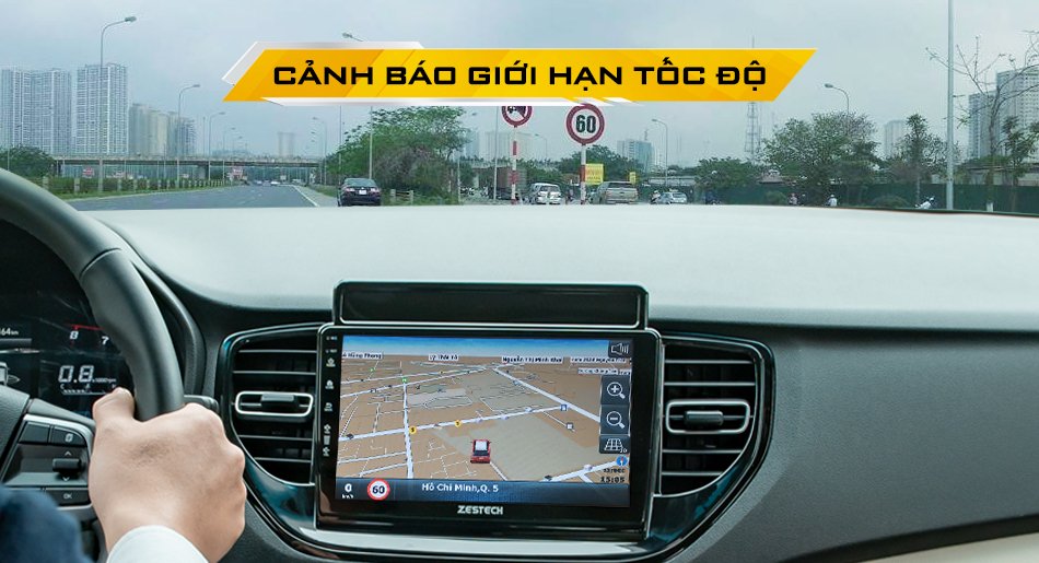 cảnh báo giới hạn tốc độ với màn hình Zestech 2K