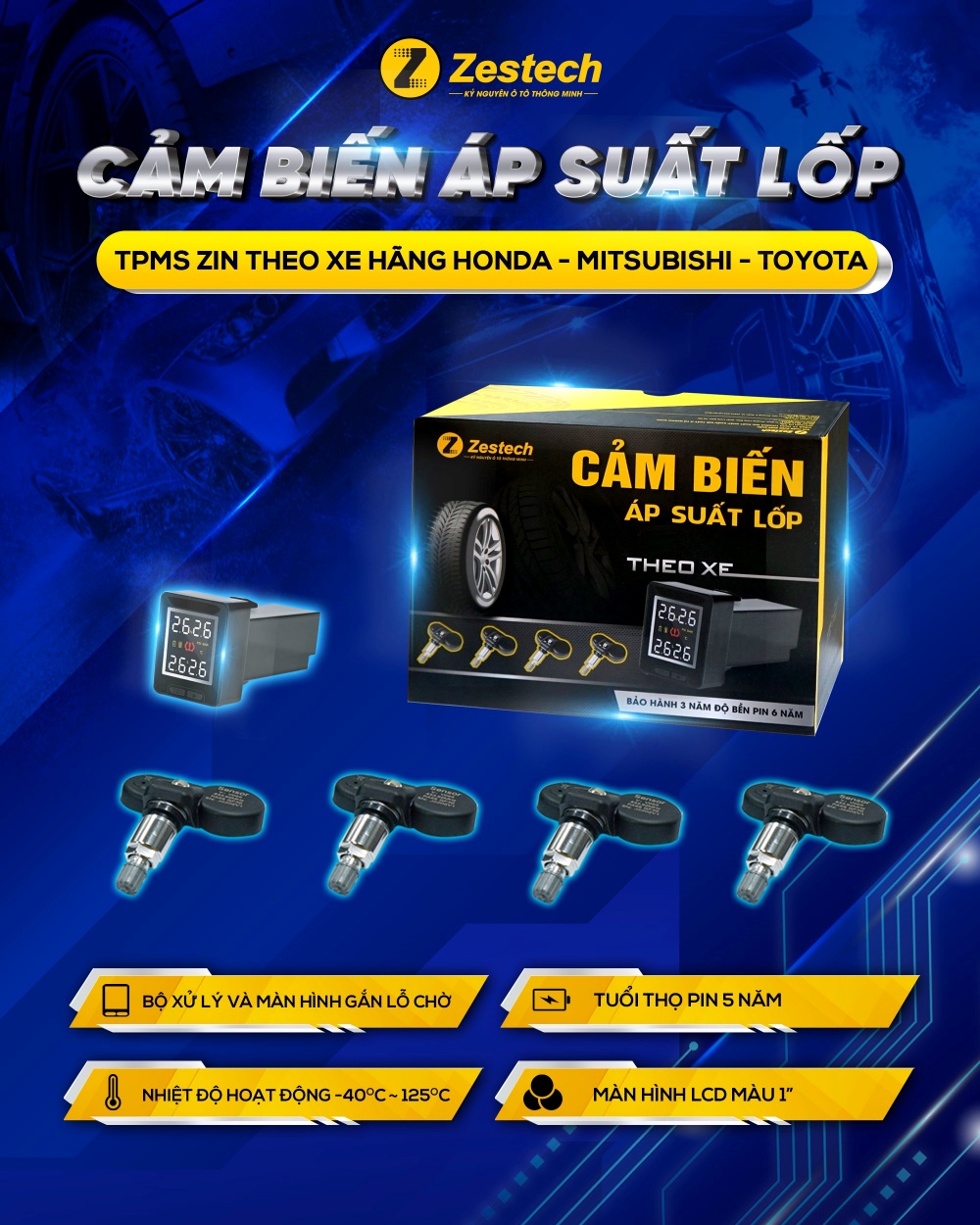 Bộ cảm biến áp suất lốp theo xe